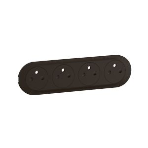 Enjoliveur prise de courant précâblée 4x2P+T compacte Surface Céliane Blanc - CB0114