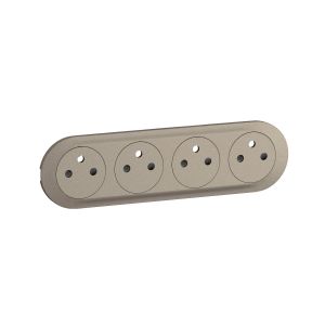 Enjoliveur prise de courant précâblée 4x2P+T compacte Surface Céliane Titanium - CB0114 