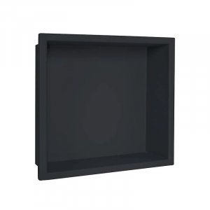 Niche design encastrable en acier inox (2 mm) recouvert d'un revêtement anodisé époxy noir (9005) de la marque Marmox. Version carré.