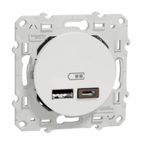 Prise chargeur Double USB type A+C Schneider Odace Blanc - S520401