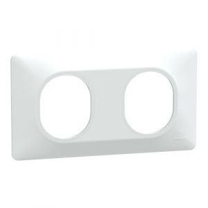 Plaque de finition Schneider Ovalis 2 postes Horizontal blanc - S320704