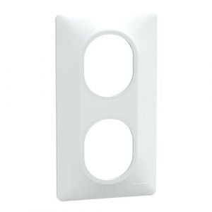 Plaque de finition Schneider Ovalis 2 postes vertical blanc - S320724