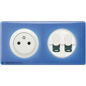 Prise de courant + double RJ45 Céliane blanc - Plaque 90's violette