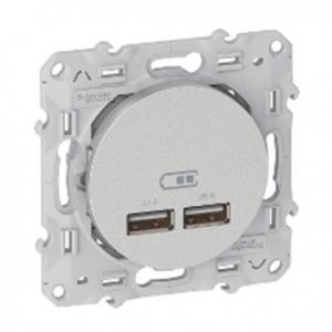  Prise chargeur Double USB Odace - Blanc - S520407 - SCHNEIDER