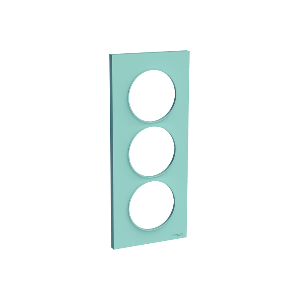 Plaque 3 postes Odace Styl entraxe 57mm - Cyan