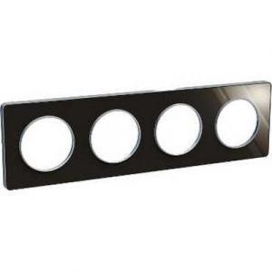 Plaque 4 postes Odace Touch - Aluminium brillant fumé