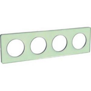 Plaque 4 postes Odace Touch - Translucide vert
