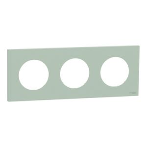 Plaque de finition 3 postes S903706 Odace Schneider - Vert jade
