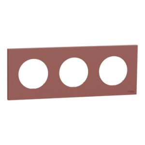 Plaque de finition 3 postes S905706 Odace Schneider - Rose grenat