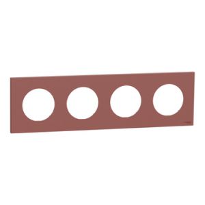 Plaque de finition 4 postes S905708 Odace Schneider - Rose grenat