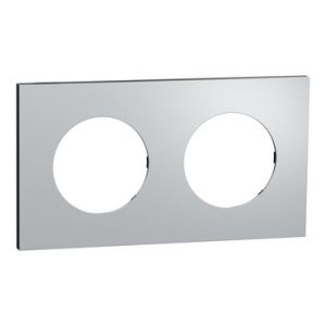 Plaque de finition 2 postes S913704 Odace Schneider - Effet Aluminium