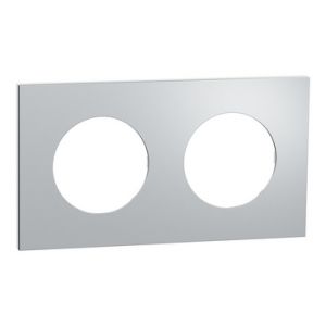 Plaque de finition 2 postes S914704 Odace Schneider - Effet Aluminium