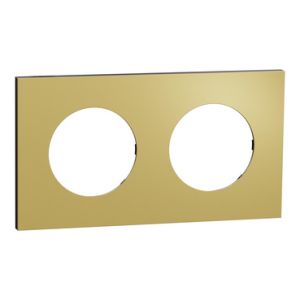 Plaque de finition 2 postes S916704 Odace Métal Schneider - Effet Laiton support noir