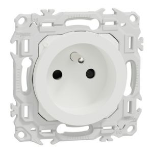 Prise 2P + T rénovation à puits S920049 Odace Schneider - Blanc craie