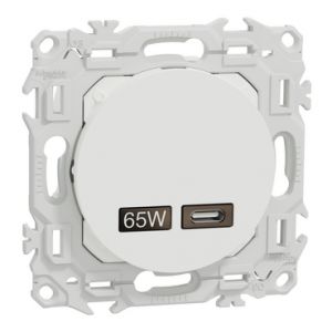 Chargeur USB-C 65W S920406 Odace Schneider - Blanc craie