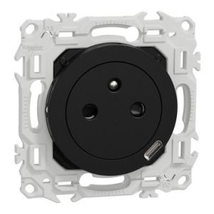 Prise 2P+T affleurante & USB-C S940042 Odace Schneider - Noir onyx