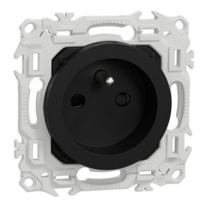 Prise 2P + T rénovation à puits S940049 Odace Schneider - Noir onyx