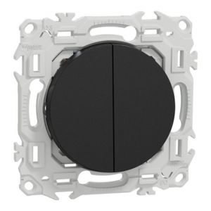 Double va et vient ou poussoir 10AX S940214 Odace Schneider - Noir onyx