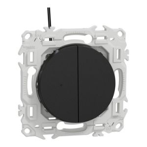 Double va et vient ou poussoir lumineux LED S940273 Odace Schneider - Noir onyx