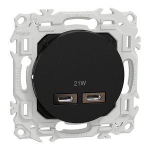 Chargeur double USB-C S940401 Odace Schneider - Noir onyx