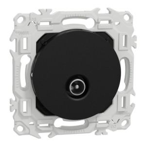 Prise TV simple mâle S940445 Odace Schneider - Noir onyx - Sortie coaxiale