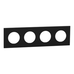 Plaque de finition 4 postes S940708 Odace Schneider - Noir onyx
