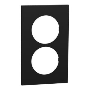 Plaque de finition 2 postes S940714 entraxe 57 mm Odace Schneider - Noir onyx