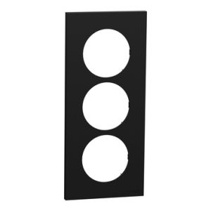 Plaque de finition 3 postes S940716 entraxe 57 mm Odace Schneider - Noir onyx