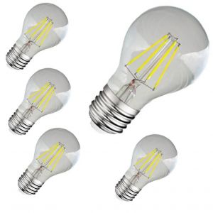 Lot de 5 ampoules LED à filament 4000K 8W 230V culot E27 référence 7145 de la marque Miidex. Classe énergétique A+. Flux sortant 1150 lumens. 