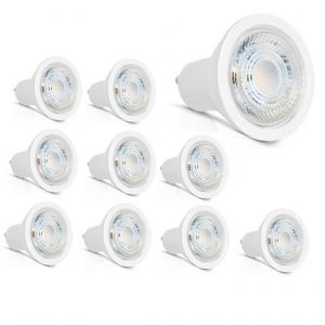 Lot de 10 Ampoules LED 3000K 450 lumens GU10 de la marque Miidex, référence 78601, dimmable, puissance 5,5W, tension 220-240Vac.