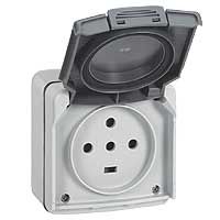 Prise de courant 20A 3P+N+T Plexo saillie - Gris 091657 Legrand