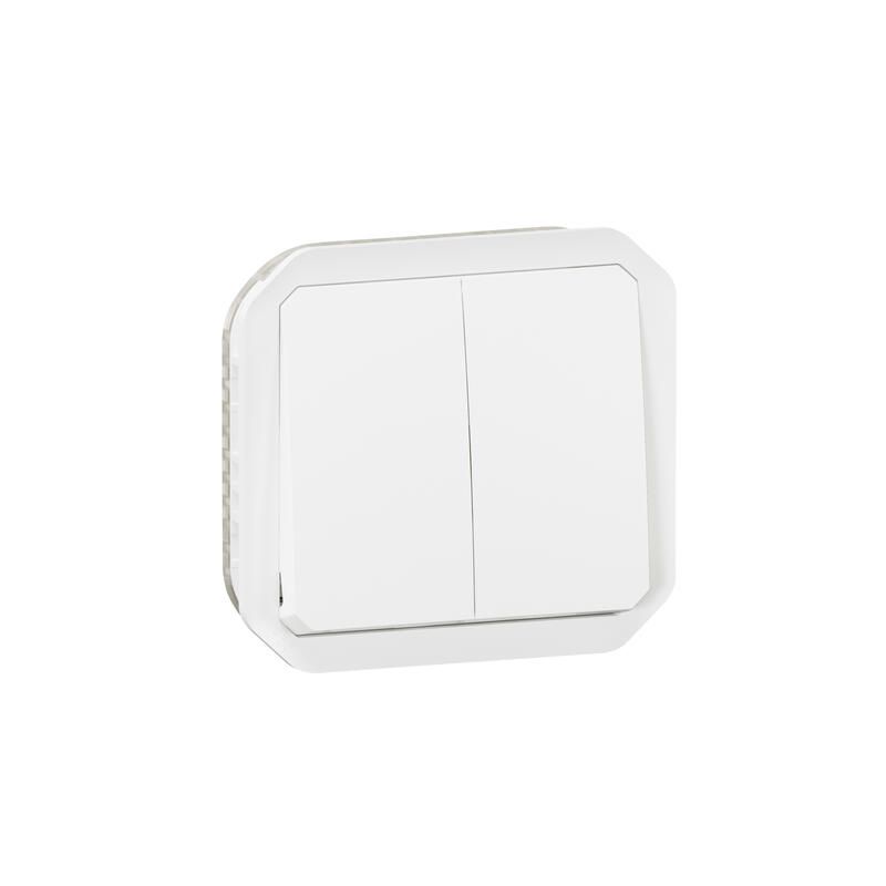  Commande double étanche pour réaliser 3 fonctions Plexo IP55 blanc