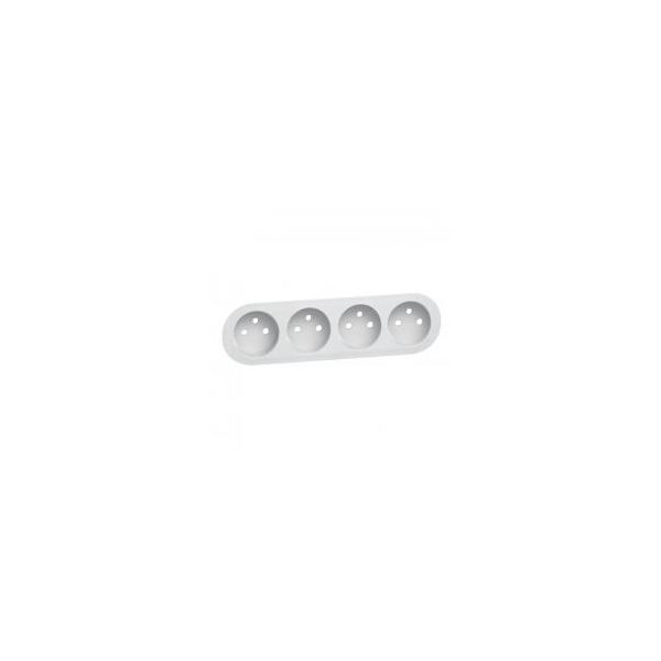 Enjoliveur prise quadruple 2P+T précablée à puits - Blanc - 068125 - Legrand