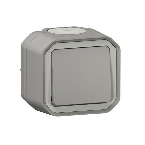  Poussoir étanche Plexo 10A IP55 IK08 saillie - gris 