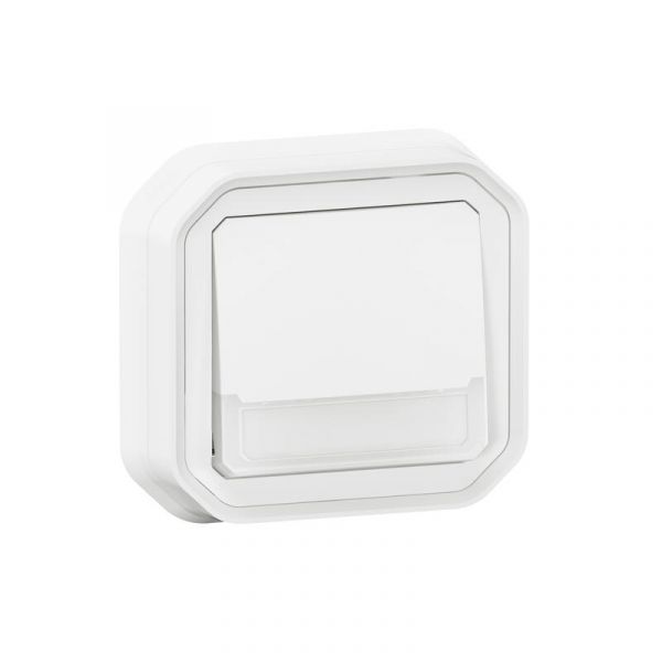 Poussoir lumineux porte-étiquette avec voyant Plexo IP55 encastré - blanc