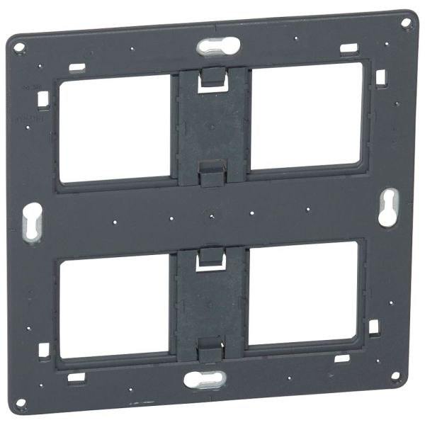 Support Batibox référence 080264 Legrand pour 2x2 postes ou 2x4 modules à 2x5 modules pour fixation à vis d'appareillage Céliane, Mosaic et Soliroc.