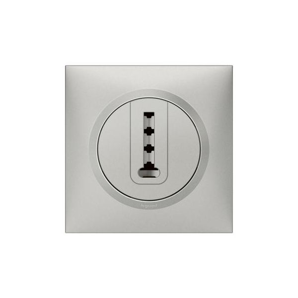 Prise téléphone en T dooxie livrée avec plaque carrée alu et griffes - emballage blister