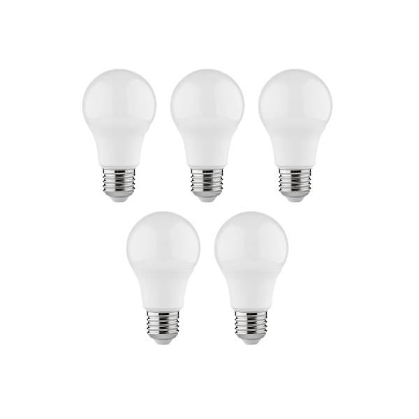 Pack de 5 ampoules LED E27 Bulb 10W 4000K 180° référence 100968 de MIIDEX. Température de couleur blanc neutre, idéale pour les plans de travail d'une cuisine et l'éclairage de votre salle de bain.