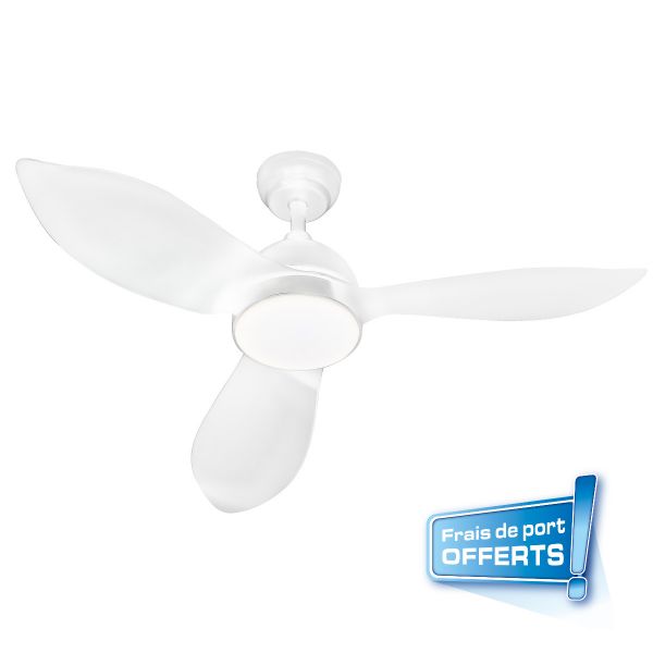  Ventilateur plafond CORSICA blanc LED + fixations offertes FARELEK - 112438