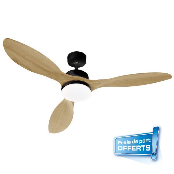  Ventilateur plafond OKLAHOMA noir LED + fixations offertes FARELEK - 112439