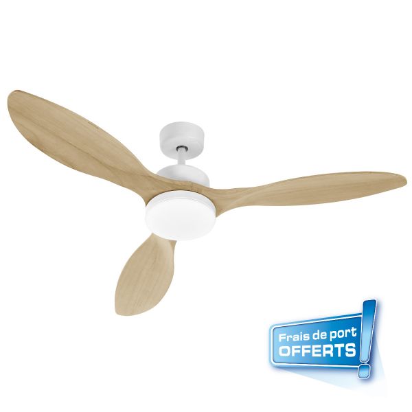 Ventilateur plafond OKLAHOMA blanc LED + fixations offertes FARELEK - 112440
