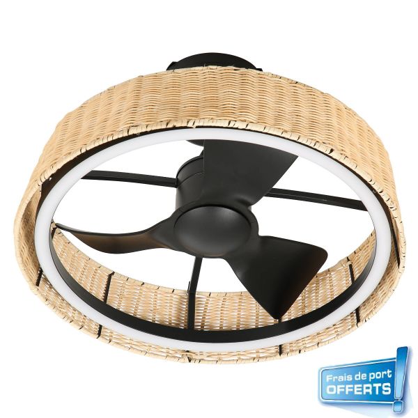 Ventilateur de plafond avec éclairage LED, série Solava référence 112450 FARELEK.