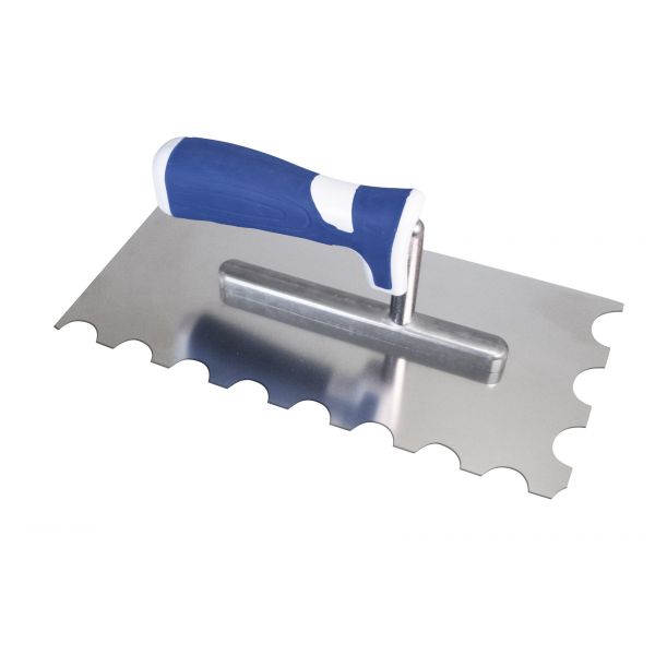 Platoir inox dentelé 1/2 rond 20x10mm 270x130mm 180256 - MEJIX Manche soft grip ergonomique pour une meilleure prise en main.