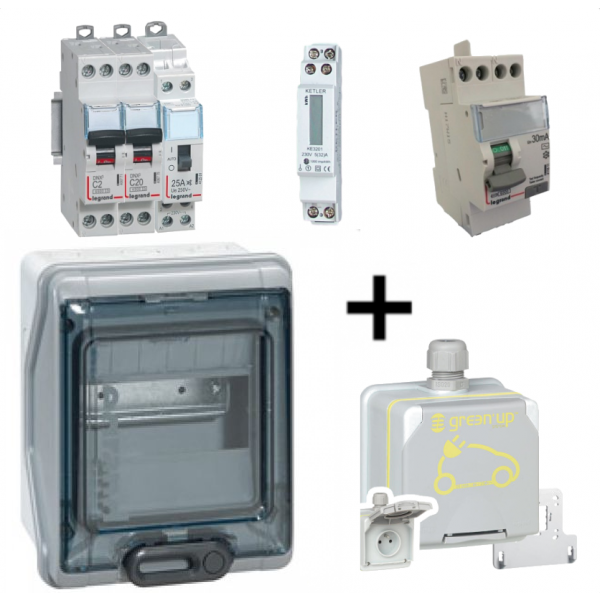 Kit recharge Green'Up + Compteur et Heures Creuses voiture electrique