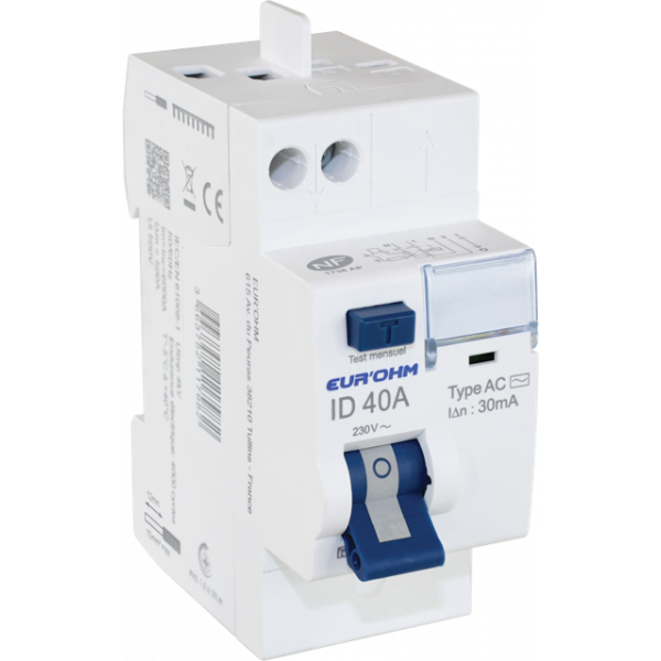 Inter différentiel EUR'OHM 40A type AC 30mA - 23440