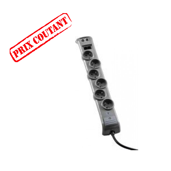 Multiprise parafoudre de 6 prises + RJ45 + TV