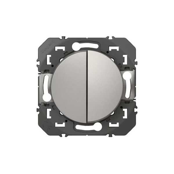 Double interrupteur ou va-et-vient dooxie 10AX 250V~ finition aluminium - 600102 - Legrand 