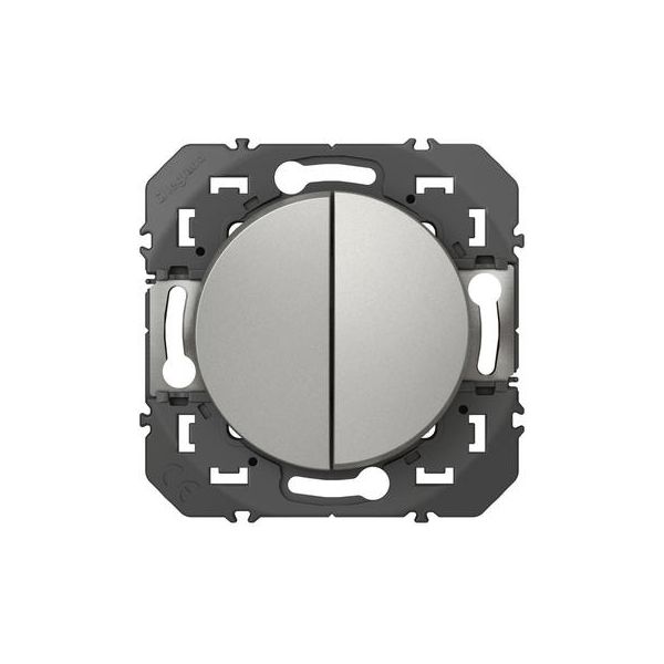 Double interrupteur ou va-et-vient dooxie 10AX 250V~ finition aluminium - 600102 - Legrand