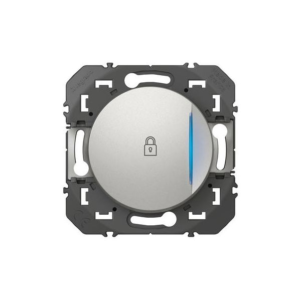 Poussoir simple avec voyant lumineux et marquage cadenas dooxie 6A 250V~ finition alu