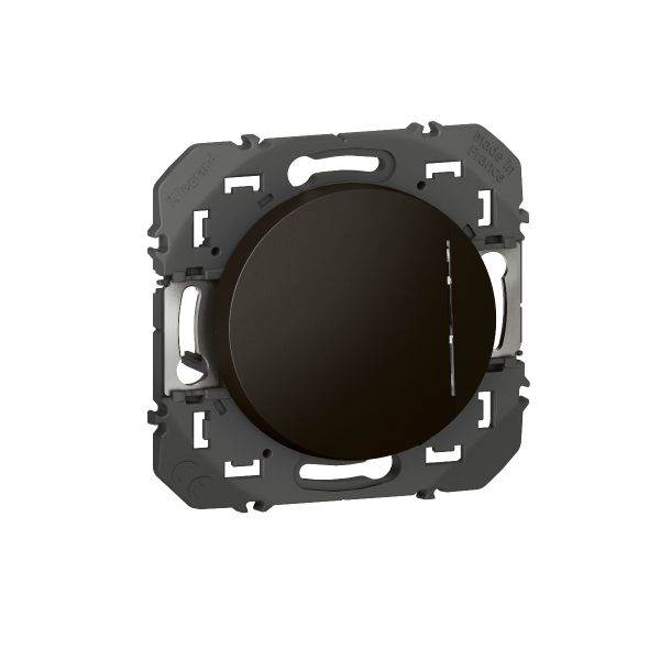 Poussoir simple Dooxie 6A 250V référence 600216 Legrand avec voyant lumineux. Bouton-poussoir finition noir mat.